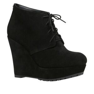 Aldo black suede wedge bootie Size 8.5 US